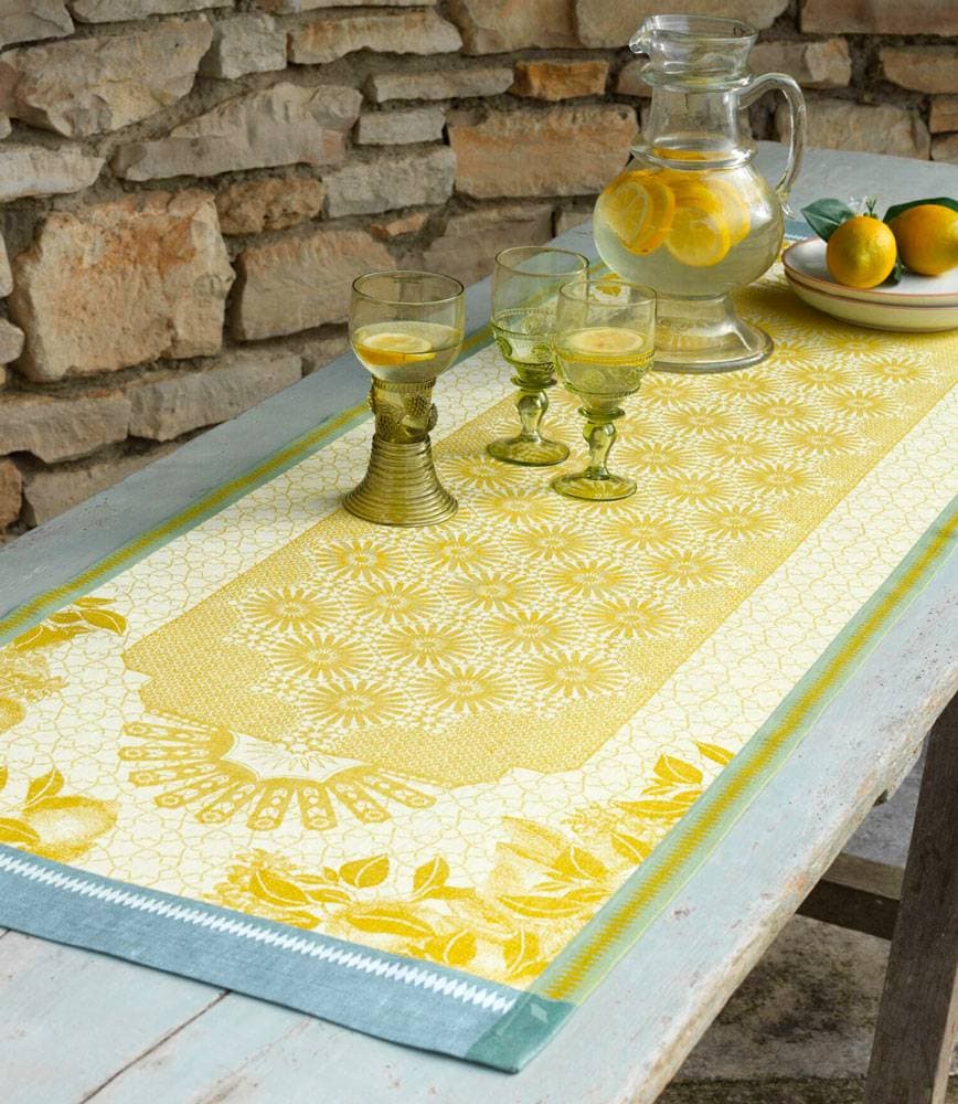 Chemin de table en lin Jardin d’Orient Cedrat