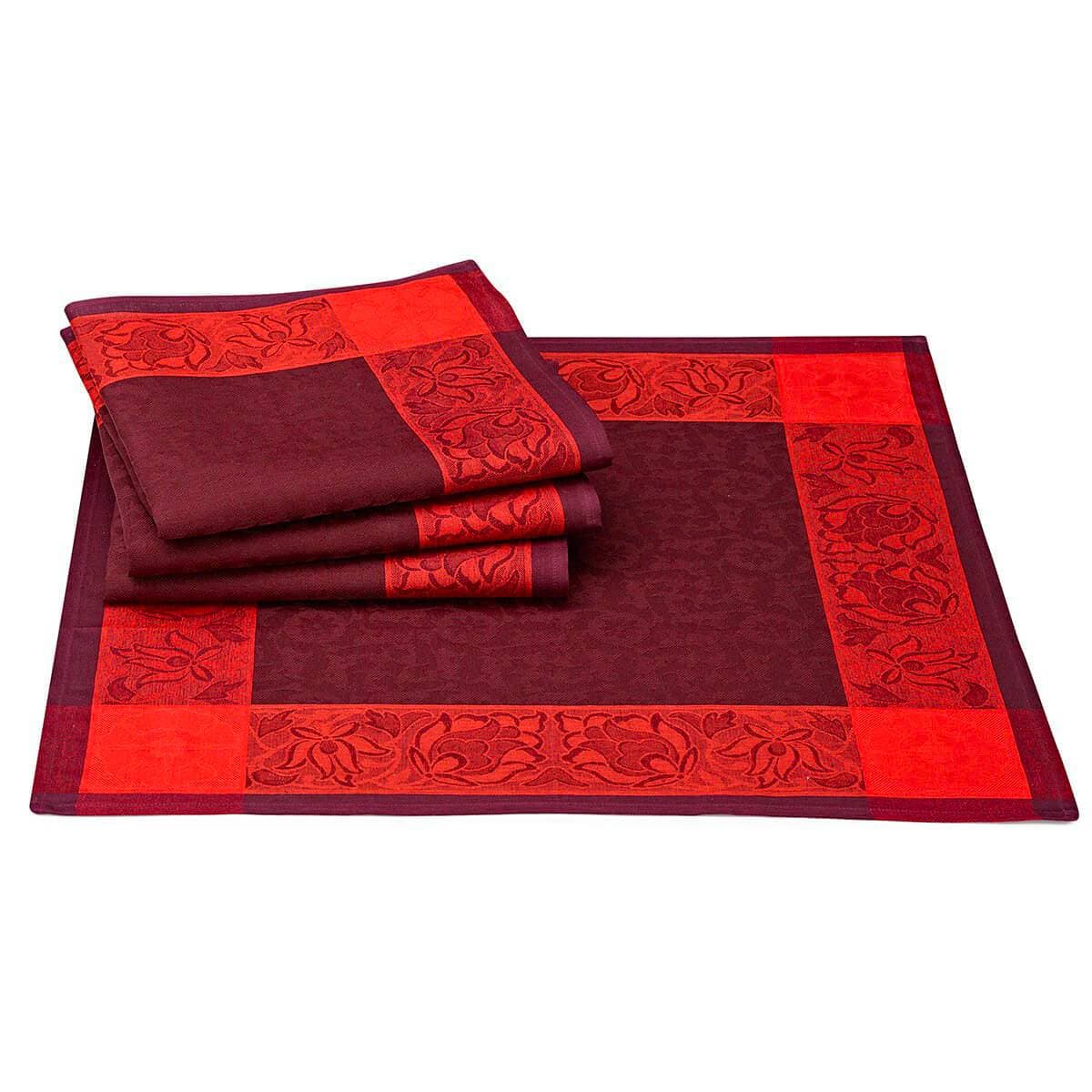 Lot de 4 serviettes de table Ottomane Burgundy en Lin